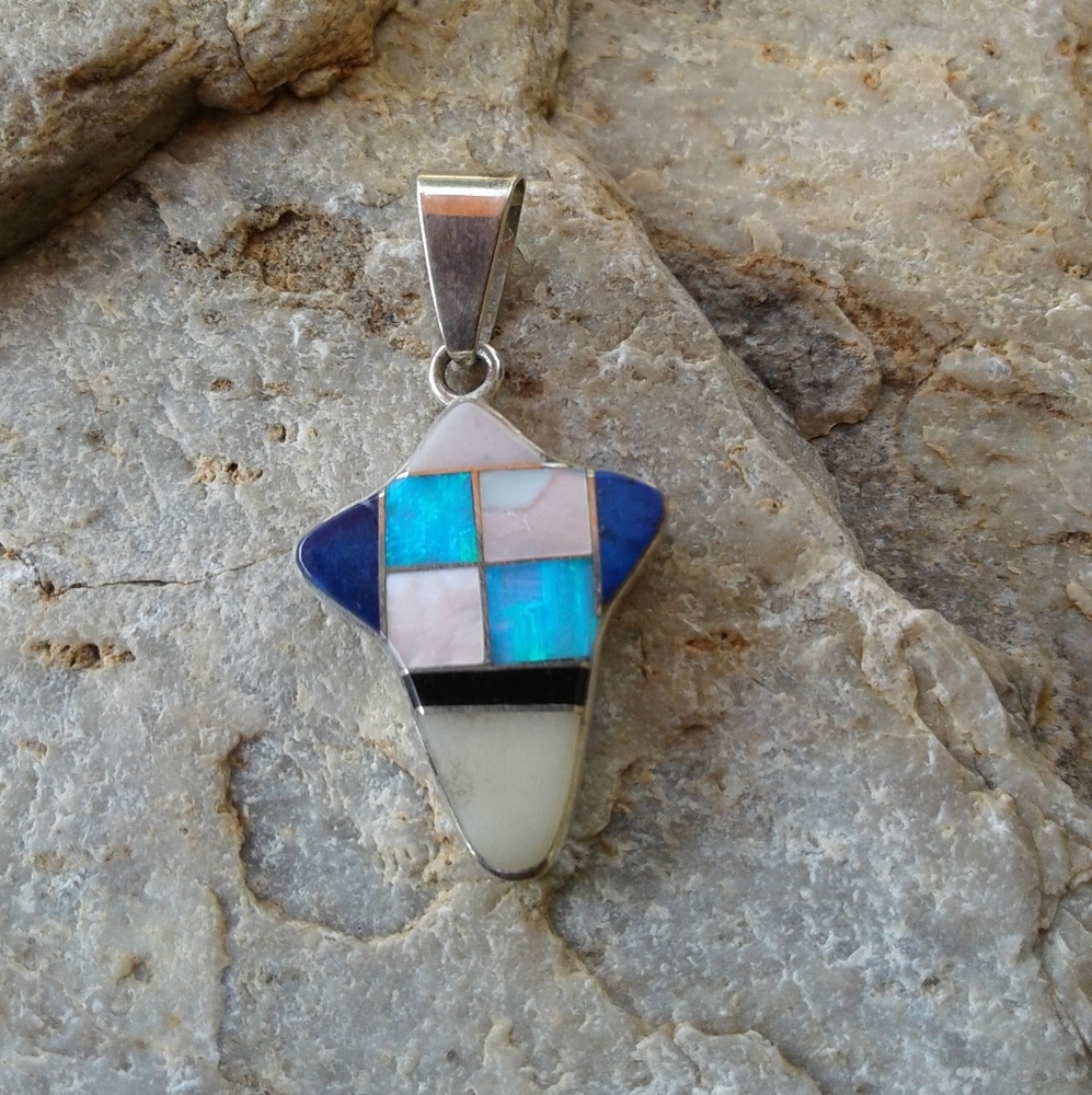 Sterling silver inlaid modern Cross PENDANT